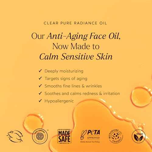 True Botanicals Calm Pure Radiance Oil | Treats Fine Lines & Wrinkles for Sensitive Skin | Anti-Aging Face Oil for Sensitive Skin and Redness | Dermatologist Tested, Non-Toxic, | (1 fl oz | 30 ml)