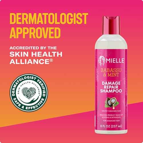Mielle Organics Babassu & Mint Damage Repair Hair Shampoo - Hydrating Shampoo & Scalp Build-Up Remover - Gently Cleanses & Preps for Repair (8 fl oz)