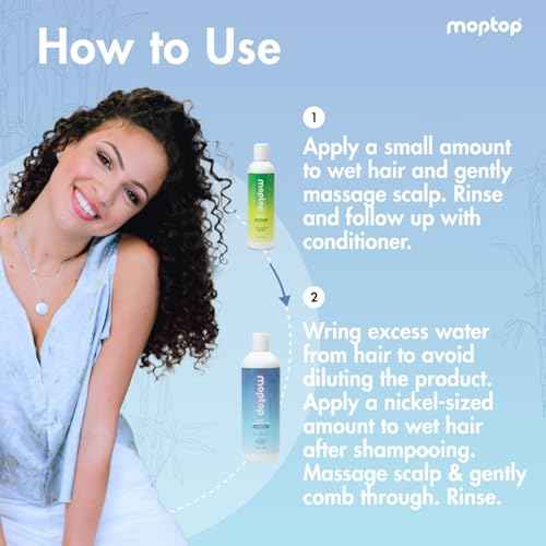 MopTop Sulfate Free Shampoo and Conditioner ? Curly Hair Natural Shampoo and Conditioner Helps Restore Dry Damaged Hair & Reduce Frizz, Paraben Free Natural Hair Products for All Hair Types (2pk)