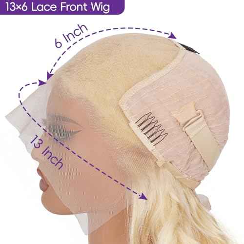 613 Lace Front Wig Human Hair 200 Density Blonde Wig Human Hair Body Wave 13x6 Lace Front Wigs Human Hair Pre Plucked Blonde HD Lace Frontal Wig 30 Inch