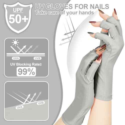 chemotex UV Nail Gloves: Professional UPF50+ Gel Manicure Protection - Art Skin Care Fingerless Gloves for Gel Nail Lamp