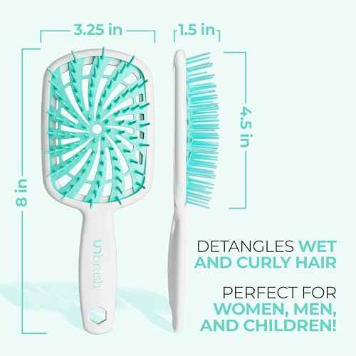FHI Heat UNbrush Plus ? Curly Hair Brush for Gentle & Effective Detangling on Wet or Dry Fragile Hair Types ? Detangler Brush w/ 84 UltraFlex Bristles, Ultra-light, Vented, Anti Static Hairbrush