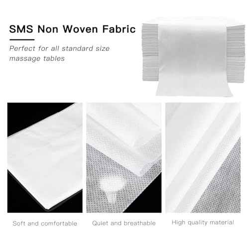 Disposable Bed Sheets 200 Pcs - 31" x 71" Non-Woven Fabric Massage Table Covers - Breathable SPA Bed Sheets for Beauty Treatments & Tattoos (White)