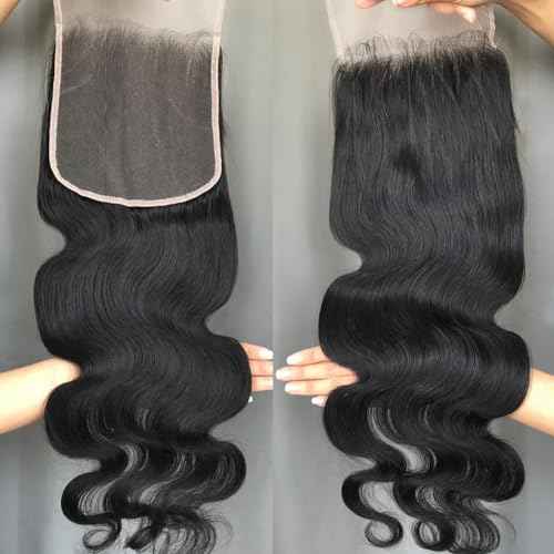 KRN 4x4 Real HD Lace Closure Only, 0.11mm Ultra-thin Invisible Swiss HD Lace Closure with Tiny Single Knot 12A Grade Brazilian Virgin Human Hair Body Wave Closure Pre Plucked with Baby Hair 20 Inch