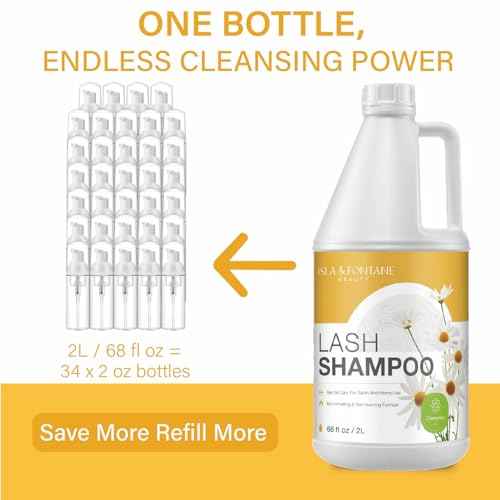ISLA & FONTANE Lash Shampoo Bulk ? Multi-Scent Series ? 68 fl oz / 2L | Gentle Eyelash Cleanser for Lash Extensions | Non-Irritating | Professional Lash Bath Foam For Salon And Home Use (Chamomile)