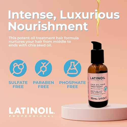LATINOIL Chia Oil 2 oz / 60 ml - Instant Repair For Damaged Hair - Eliminates Frizz, Dryness - Adds Silkiness - Absorbs Fully & Quickly - Color Safe - Read our REAL Reviews