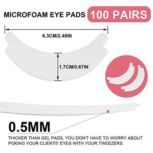 Pretty memory 100 Pairs Foam Eye Pads for Lash Extensions, Lint Free Hypoallergenic Sticky Lash Pads, Under Eye Pads for Eyelash Extensions, Eyelash Tech Supplies Must Haves, Latex Free