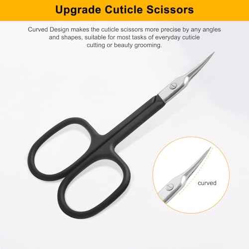 CGBE Cuticle Scissors Extra Fine Curved Blade, Super Slim Manicure Scissors for Cuticles Professional Small Scissors with Precise Pointed Tip Grooming Blades, Eyebrow, Eyelash, and Dry Skin - Black