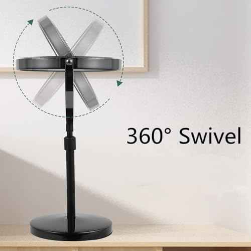 Height Adjustable Makeup Mirror 8 Inch Double-Sided 7X Magnification, Black Magnifying Makeup Mirror Round Tabletop Mirror Tall, Countertop Standing Cosmetics Black Finish