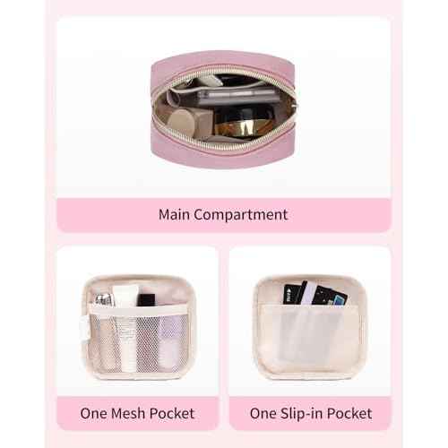 Wandering Nature Personalized Mini Initial Makeup Bag with Glitter Chenille Letter Patch, Small Preppy Makeup Bag with Slip-In Pockets, Ideal Gift for Valentine's Day Mother's Day (Patent Pending)