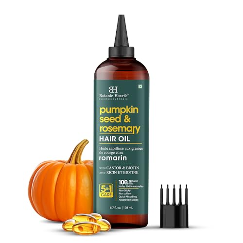 Botanic Hearth 100% Pure Rosemary Oil For Hair Growth | Infused with Pumpkin Oil | Hair Oil Repairs Dry Damaged Hair, Strengthening, Healthier - Hair Tonic, 6.7 fl oz