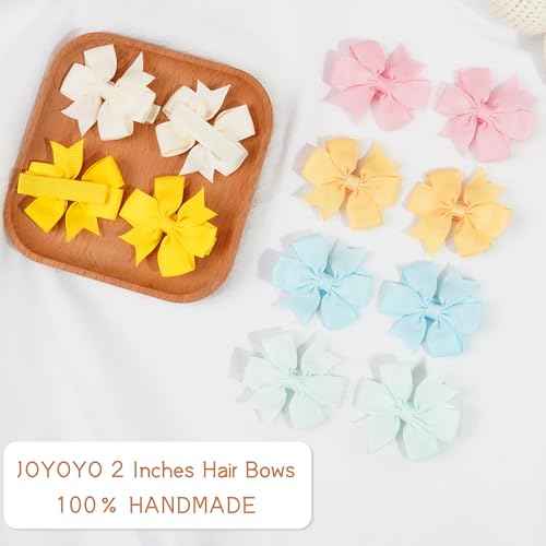 JOYOYO 50pcs Boutique Grosgrain Ribbon Pinwheel Hair Bows for Baby Girls, Toddler Bows Hair Clips Birthday Gifts In Pair
