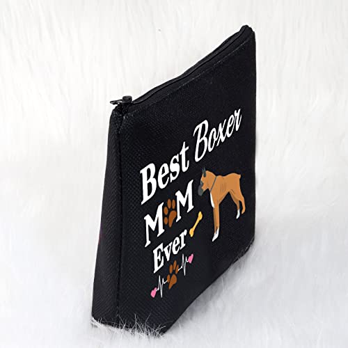 Boxer Mom Gifts Boxer Dog Makeup Bag Best Boxer Mom Ever Cosmetic Bag Boxer Lover Gifts for Boxer Owner Travel Bag Toiletry Bag Organizer Case Purse Pouch (Boxer Mom Bag Black)