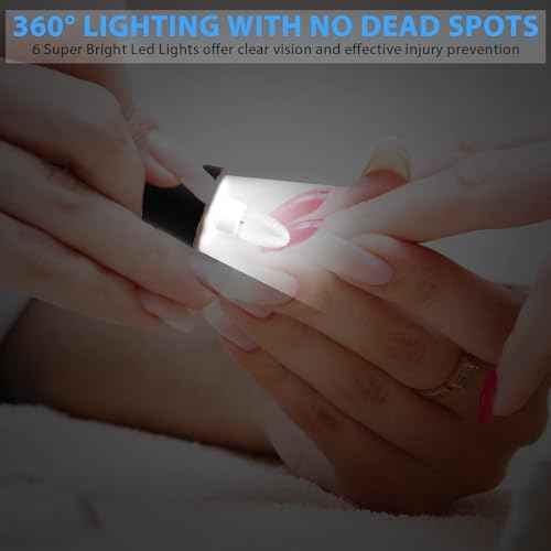 Professional Manicure Pedicure Kit, Cordless Electric Nail File Set, 360¡Æ LED Light Nail Drill Machine with LCD Display, 10 Speeds Rechargeable Nail Drill for Gel Nail Thick Toe Nails Christmas Gifts