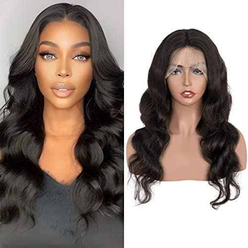 13x4 Body Wave Lace Front Wigs Human Hair Pre Plucked for Black Women, 180% Density Glueless Transparent Lace Front Wigs Human Hair Wig with Baby Hair (26 Inch)