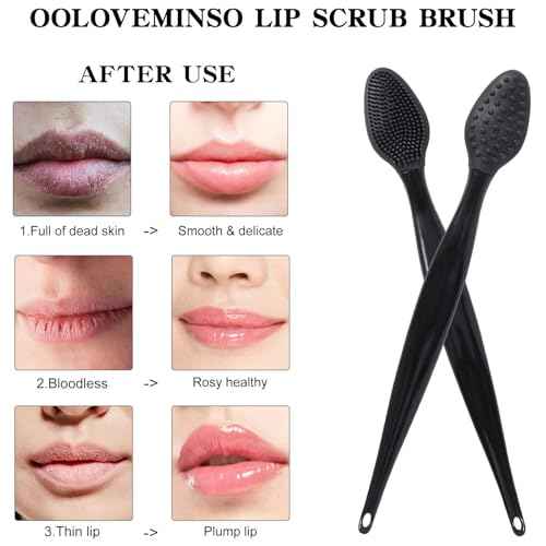 20 Pcs Lip Exfoliator Scrub Brush, Ooloveminso Silicone Lip Scrubber Exfoliating Brush, Soft Double-Side Lip Exfoliator Tool for Dark Lips, Lip Care and Beauty-Black
