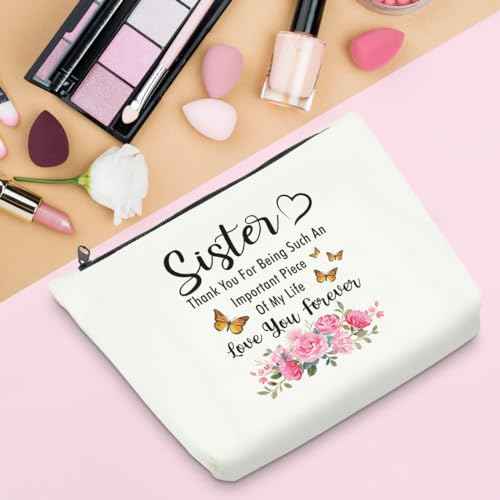 Sisters Gifts from Sister Makeup Bag Sister Mothers Day Birthday Gifts for Sisters Makeup Pouch Thank You for Being Such An Important Piece Cosmetic Bag