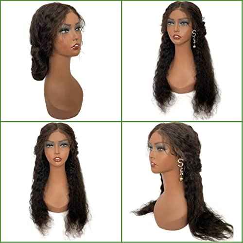 4PCS Wholesale Realistic Female Mannequin Head Long Neck Manikin PVC Head Bust Wig Model Head Stand with Makeup Wigs,Hats,Sunglasses,Necklace,Jewelry (Dark), Brown (voloriamannequin4pieces)