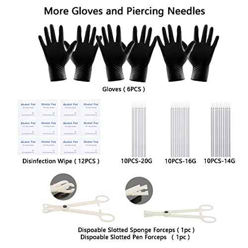 120PCS Body Piercing Kit Surgical Steel 14G 16G 20G BCR CBR Labret Lip Rings Cartilage Daith Earrings Nose Septum Nose Studs Belly Button Rings Piercing Jewelry Needles Gloves Clamps Tools