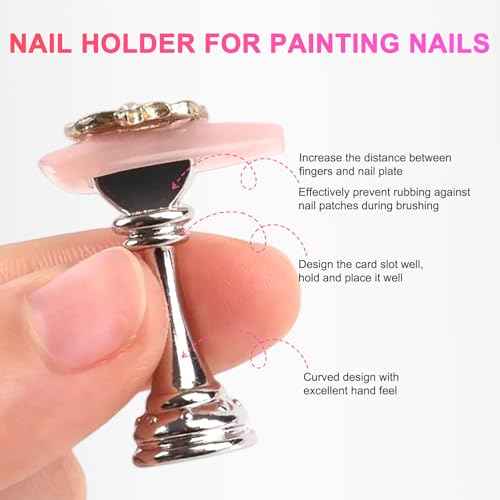 ANGNYA Nail Stand for Press Ons, Fake Nail Holder for Painting Nails, Super Magnetic Base for Painting Display Holder with Reusable Adhesive Putty for Home DIY Salon Supplies