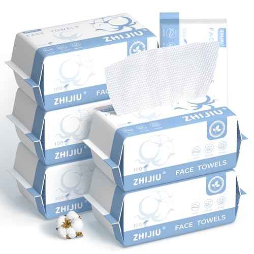 Disposable Face Towels 600 Count, Ultra Soft & Thick Facial Towels for Sensitive Skin, Biodegradable & Lint-Free Makeup Remover Dry Wipes, Multi-Purpose Cleansing Towelettes for Face Wipes