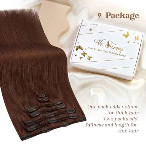Ve Sunny Clip in Hair Extensions Real Human Hair Auburn Clip in Extensions Human Hair Easy Installation Auburn Clip in Human Hair Extensions for Women Daily Wear 120g 18inch