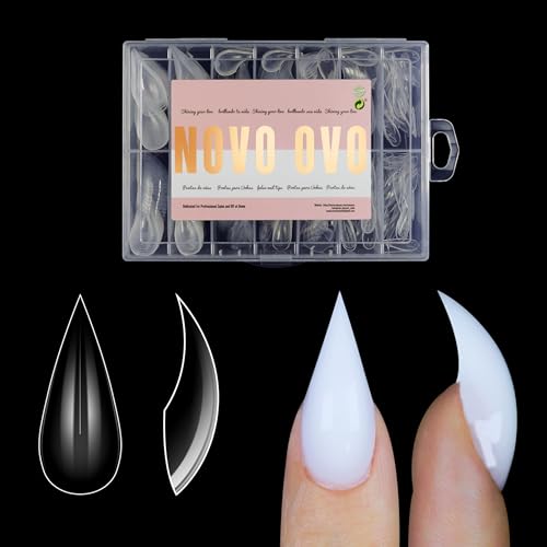 NOVO OVO Halloween Cat Claw Short Curved Stiletto Nail Dual Forms for Poly Gel Extension of 3D Eagle Hawk Curve Sculptural Acrylic Nails, Reusable Full Cover Molds Nail Art Design 280 Pcs 14 sizes