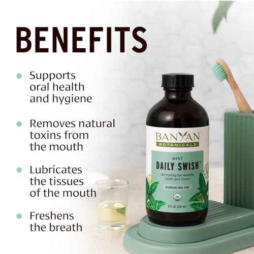 Banyan Botanicals Mint Daily Swish ? Organic Ayurvedic Pulling Oil with Coconut Oil ? Mouthwash for Fresh Breath and Sparkling Oral Health* ? 24 oz ? Non GMO Sustainably Sourced Vegan