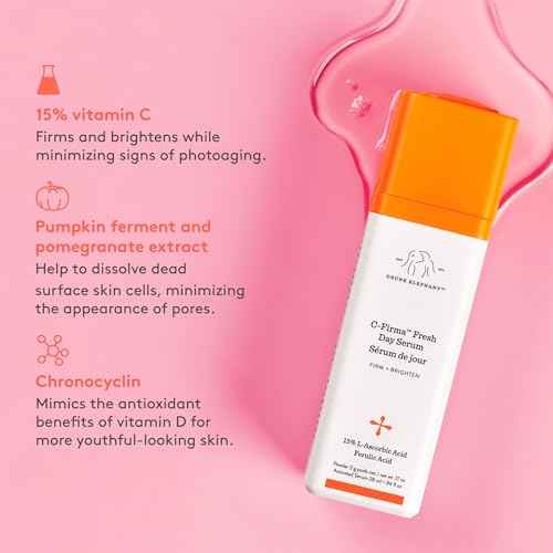 Drunk Elephant C-Firma Fresh Day Serum - 28 ml/.94 fl oz - 15% Illuminating Vitamin C - Clean Clinical Skincare - Cruelty-Free - Dermatologist-Tested - Free of Essential Oils, Silicones, and Fragrance
