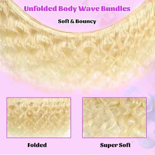 613 Bundles Blonde Human Hair Single Bundle 26 inch 1 Bundle Body Wave 100% Unprocessed 12A Brazilian Virgin 613 Human Hair Extensions for Women