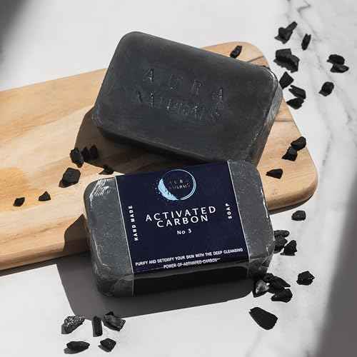Mens Bar Soap Pack of 4 - Sandalwood, Lemon, Activated Carbon & Chamomile Scented Natural Soap for Men - 5.3oz Bar - Exfoliating Soaps for Men Body, Hand, Face - Male Soaps Gift Set