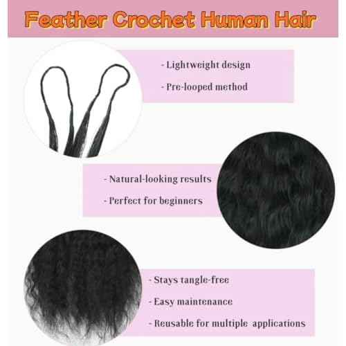 Wet and Wavy Super Wave Knotless Pre-Separated Feather Crochet Hair Extensions Human Hair Water Wave Crochet Hair Machine Made Feather Human Hair Extension 20inch 120g