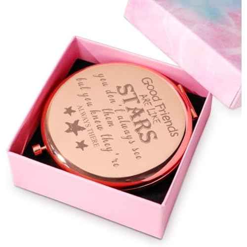 Friendship Gifts for Women Girls, Personalized Gifts for Friends Female Bestie BFF, Custom Compact Mirror for Christmas, Stocking Stuffers, Secret Santa, Birthday