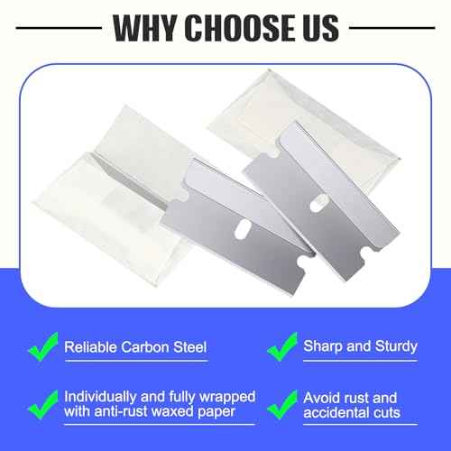 Lasnten 500 Pcs Single Edge Razor Blades, Industrial Scraper Razor Blades Safety Straight Edge Replacement Box Cutter Blade for Glass Paint Scraper, Removing Labels, Decals, Stickers