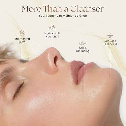 C?leste Lumi?re¢ç GlycoPeptide Radiance Cleanser - Daily Hydrating Exfoliating Face Wash with Anti-aging Peptides, Glycolic Acid, AHAs, Vitamin C & E - Luxury Skincare Gift for Her 4.73 fl oz/140 ml