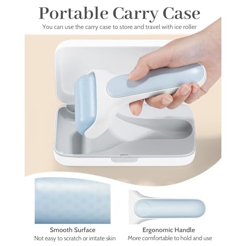 MORGLES Ice Roller for Face, Premium Facial Roller for Puffiness, Dark Circles and Lymphatic Drainage, Cold Face Roller for Women Self Care with Carry Case