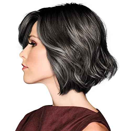 GABOR TREND ALERT Chin-Length Full Volume Bob Boy Cut Wig, Designer Series by Hairuwear, Average Cap Size, GF511 Sugar And Charcoal