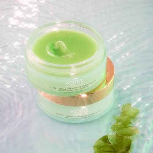 KORA Organics Active Algae Calming Cleansing Balm, Balancing Facial Cleanser to Help Reduce Redness & Blemishes, Melt Away Makeup & Sunscreen, Face Wash for Men and Women, 3.38 fl oz