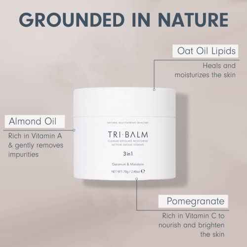 FORMULAE PRESCOTT | Tri-Balm 3 in 1 Facial Balm 70g Jar | Facial Cleanser, Facial Exfoliant, & Facial Moisturizer Jar| All Natural Skin Care (2.46 Oz)