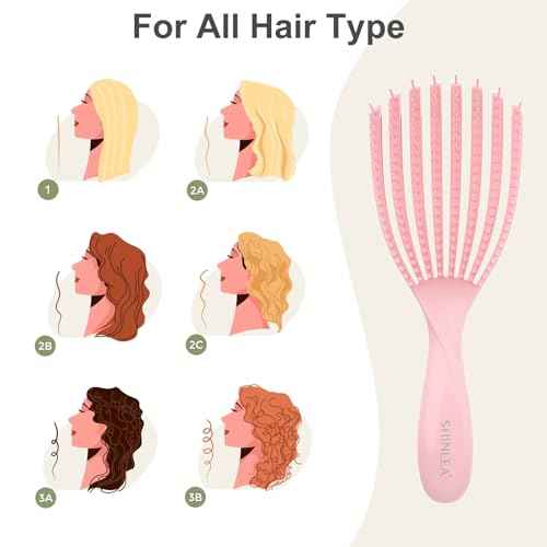 Detangler Brush for Curly Hair, Hairbrush Set for Wet Dry Curl Straight Thick Thin, Pain-Free Hair Brushing, Small Size for Travelling, Curly Brush for Women Men Kid (Pink and Blue)