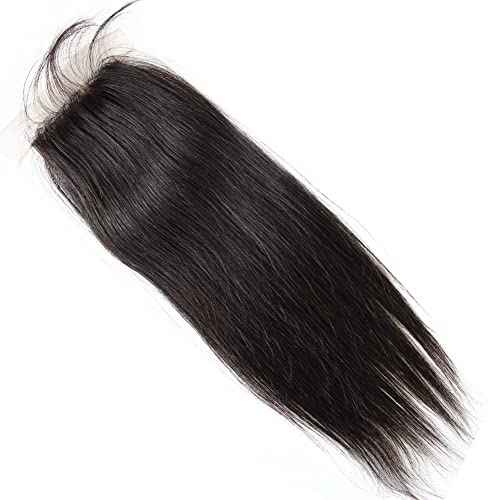 Bella Hair Free Part Silk Base Closure Straight, 130% Density Natural Color Remy Virgin Human Hair 4x4inch Top Closure (12inch)