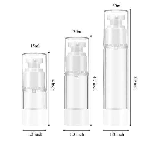 Qeuly 3 Pack Airless Pump Bottles 0.5 oz Travel Size Pump Bottle Lotion Container Refillable Cosmetic Pump Dispensers for Foundation Moisturizer Shampoo Toiletry (SN-15)