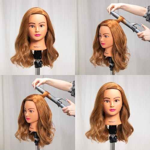 Hairingrid Mannequin Head 20"-22" 100% Human Hair Hairdresser Cosmetology Mannequin Manikin Training Head Hair and Free Clamp Holder (1906LB0414)