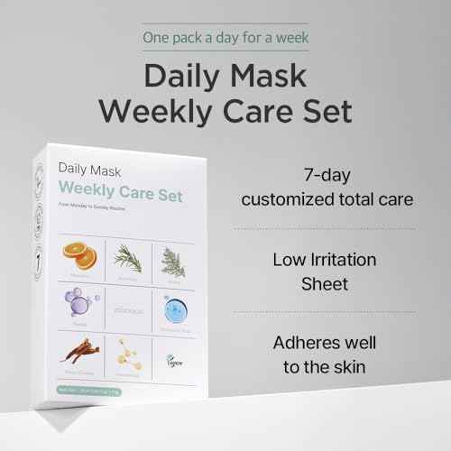 mixsoon Daily Mask Weekly Care Set - Collagen, Hyaluronic Acid and Centella, Gentle Skincare Routine for Radiant Skin 20ml / 0.67 fl.oz. (7ea) Korean Glass Skin Care