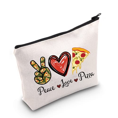 LEVLO Funny Pizza Cosmetic Bag Pizza Lover Gift Peace Love Pizza Makeup Zipper Pouch Bag Pizza Party Gift (Peace Love Pizza)