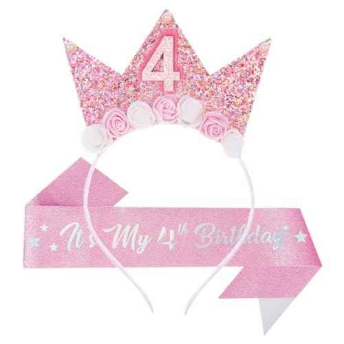 Birthday Tiara Crown with Sash for Party Decorations