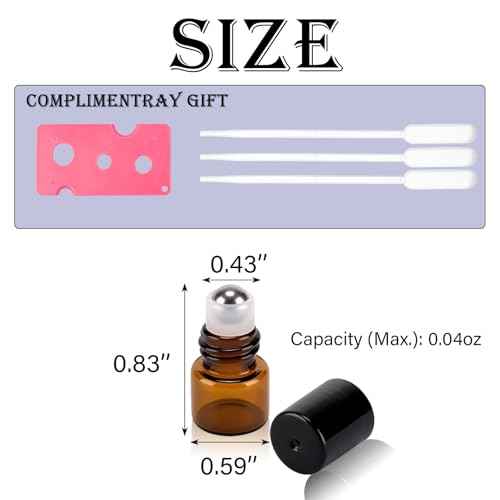 120 pack 1ml Amber Glass Roller Bottles for Essential Oils Refillable Roll-on Applicator with Stainless Steel Roller Balls Mini Leak-proof Makeup Containers with Pipettes and Bottle Opener
