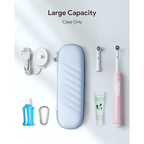Electric Toothbrush Case for Oral-B Pro/iO/Philips Sonicare, Waterproof Traveling Toothbrush Storage Bag with Mesh Pocket Covers Protection (Blue)