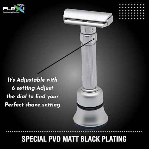 Pearl Flexi Adjustable Safety Razor Version V12 - Reusable Metal Razor made of 100% Brass | Eco Friendly Double Edge Razor for Men | Men's Shaving Razor for best Father's Day Gift