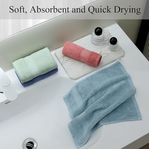 6 Pack 100% Cotton Washcloths Set, Highly Absorbent and Soft Feel Fingertip Towels, 13 x 13 in Quick Dry Face Cloths
